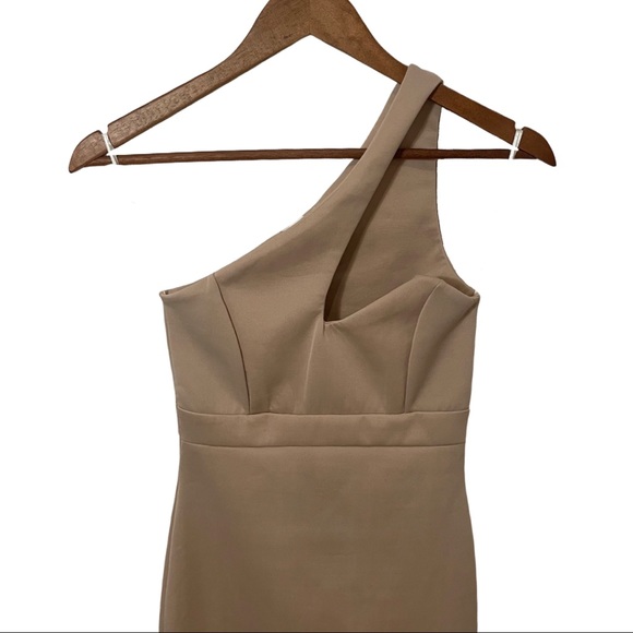 Loud One Shoulder Midi Dress Size S Taupe - Picture 2 of 4